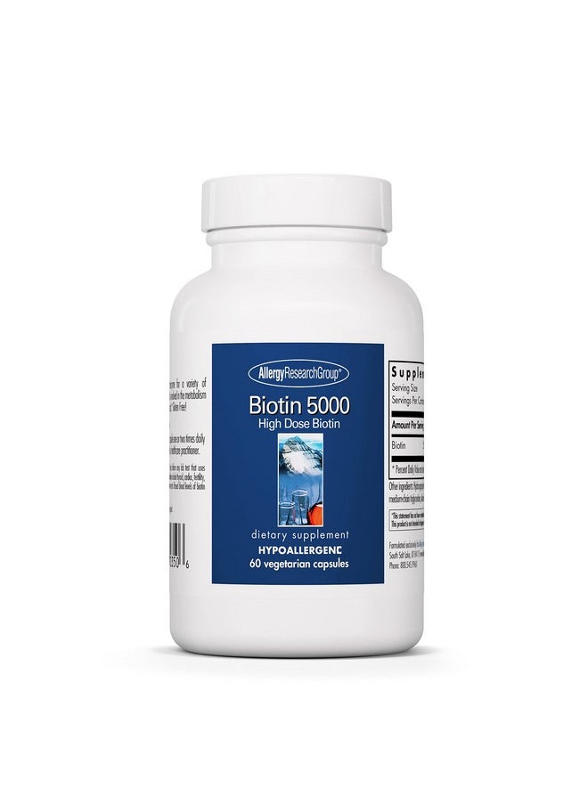 Allergy Research Group - Biotin 5000 Hair Nails Metabolism 60 Vegetarian Capsules - Image 1