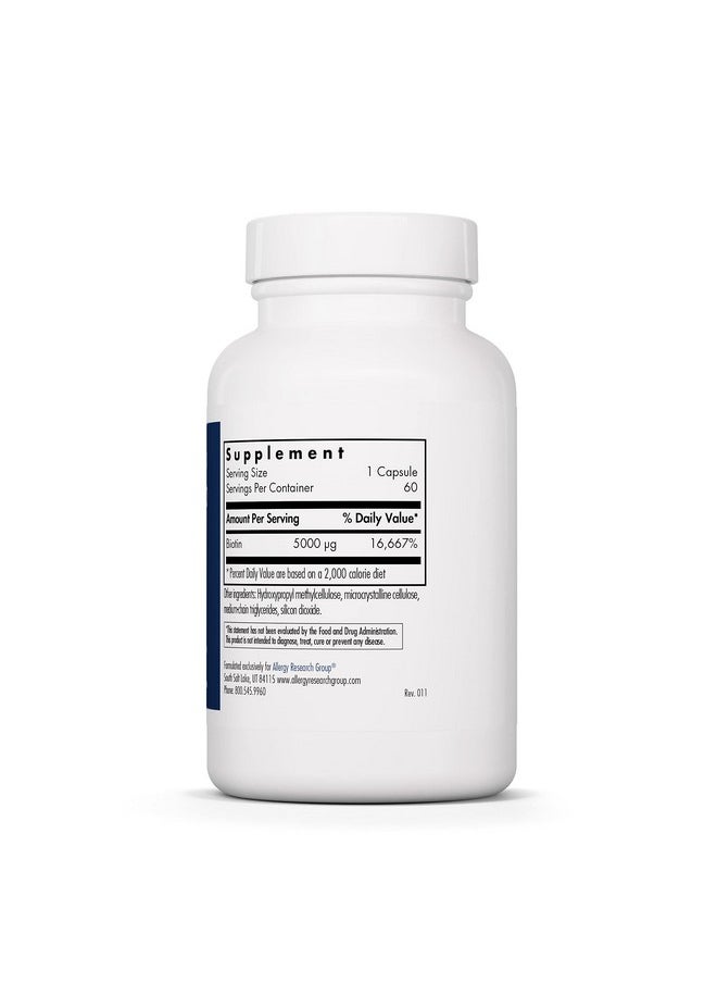Allergy Research Group - Biotin 5000 Hair Nails Metabolism 60 Vegetarian Capsules - Image 1