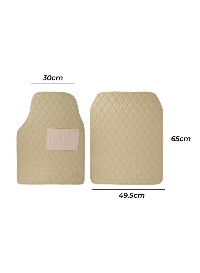 5Pcs Luxury Leather Car Floor Mats Set Beige, Waterproof Odorless Anti-Slip Carpet with 5-Layer Protection, Front & Rear Universal Fit, Easy to Clean, Durable Wear-Resistant Padding for Cars, SUVs, Trucks, Beige Interior Accessories - Image 3