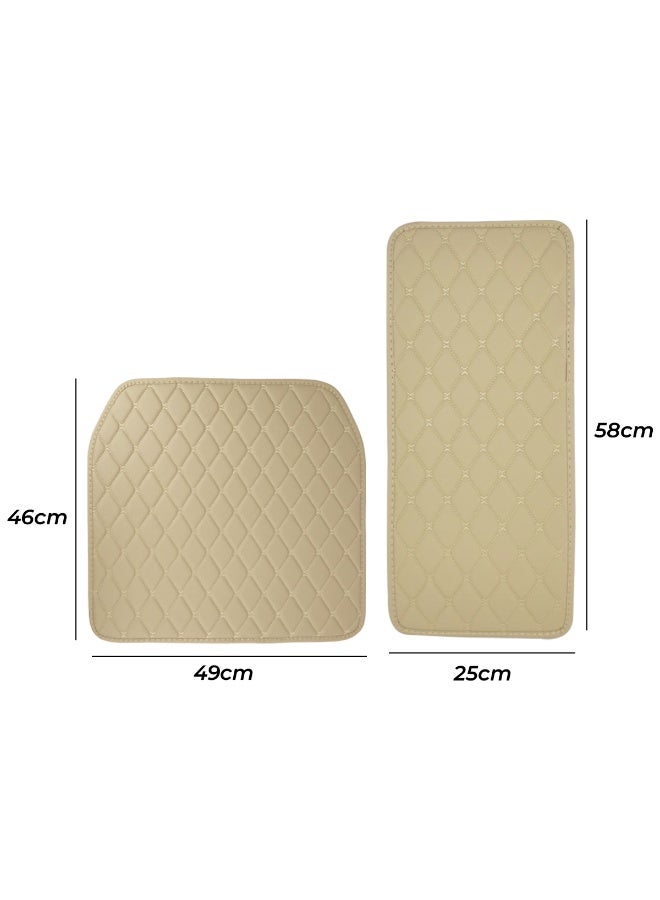 5Pcs Luxury Leather Car Floor Mats Set Beige, Waterproof Odorless Anti-Slip Carpet with 5-Layer Protection, Front & Rear Universal Fit, Easy to Clean, Durable Wear-Resistant Padding for Cars, SUVs, Trucks, Beige Interior Accessories - Image 4