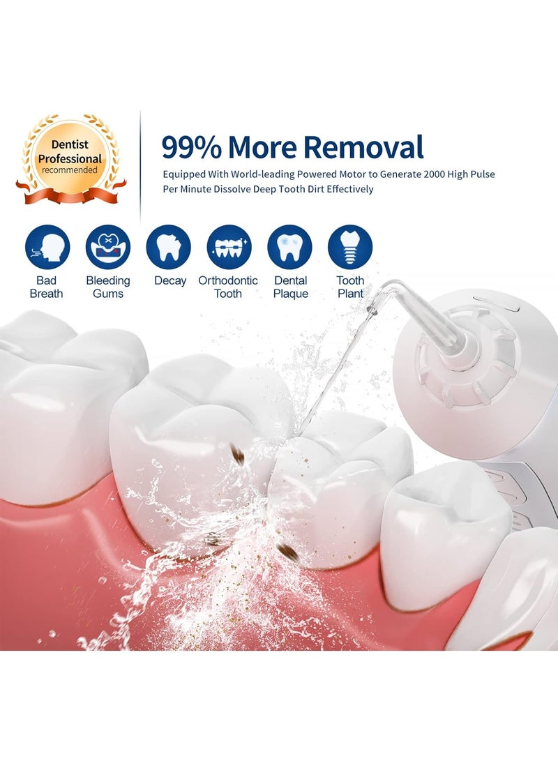 Seago Water Dental Flosser Oral Irrigator with 3 Modes，Cordless Water Teeth Cleaner with 5 Jet Tips，IPX7 Waterproof Rechargeable Portable Powerful Flosser for Teeth for Travel & Home Braces - Image 5