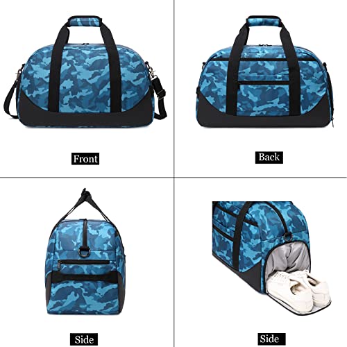 Octsky Boys Overnight Duffel Bags Sport Gym Bag Gymnastics Bag with Shoe Compartment, Carry-on Size Weekender Sleepovers Travel Duffel Bag for Boys (Blue Camo) - Image 5