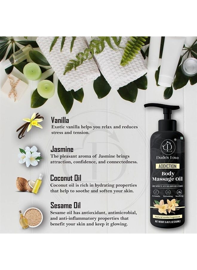 Dude's Love - Organic - Vanilla Edible Full Body Massage Oil - No Stain & Non-Sticky | with Fractionated Coconut Oil, Vanilla & Jasmine Oil, Date Night | Massage Oil for Massage Therapy - 8.45 Fl Oz - Image 1