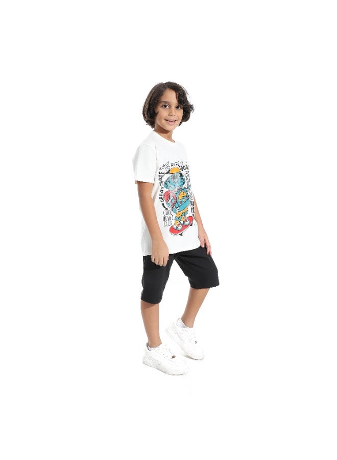 سيزار طقم اولادي مكون من تيشرت مطبوع وشورت - Image 3