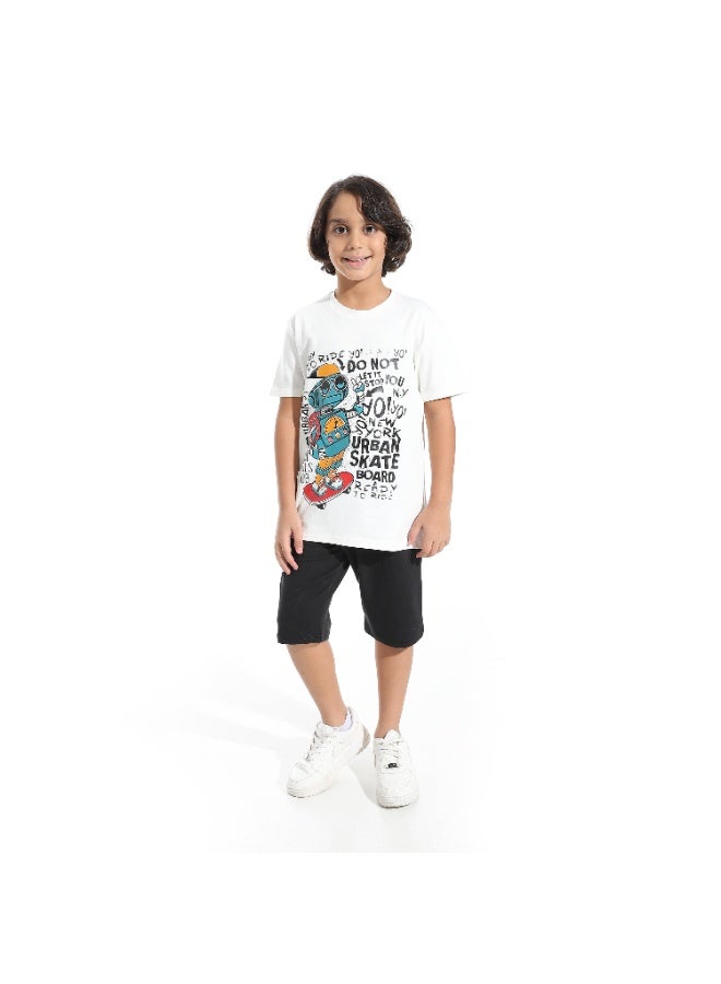 سيزار طقم اولادي مكون من تيشرت مطبوع وشورت - Image 1