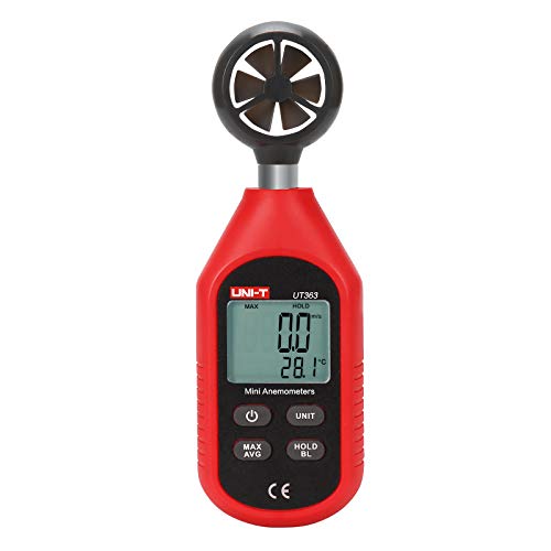 UNI-T UT363 Handheld Anemometer Wind Speed Meter Wind Chill Air Temperature Gauge -14°F to 122°F (-10°C to 50°C) with LCD Backlit Max/Avg Data Hold - Image 1