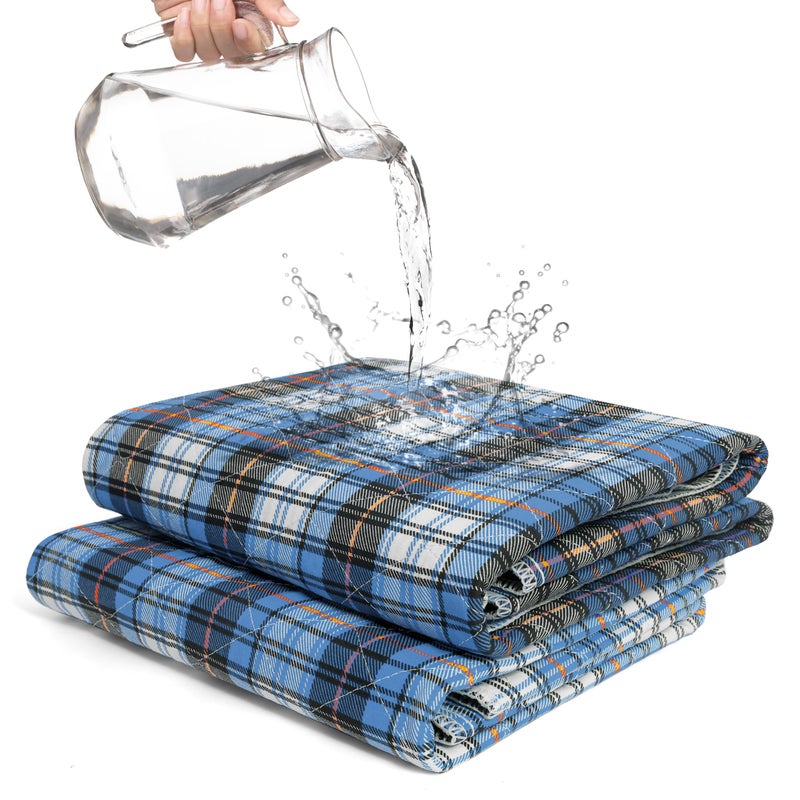Bed Pads Washable Waterproof Incontinence Bed Pads for Women and Men Reusable Waterproof Mattress Protector NonSlip 36 x 34 Blue Plaid 2 Pack