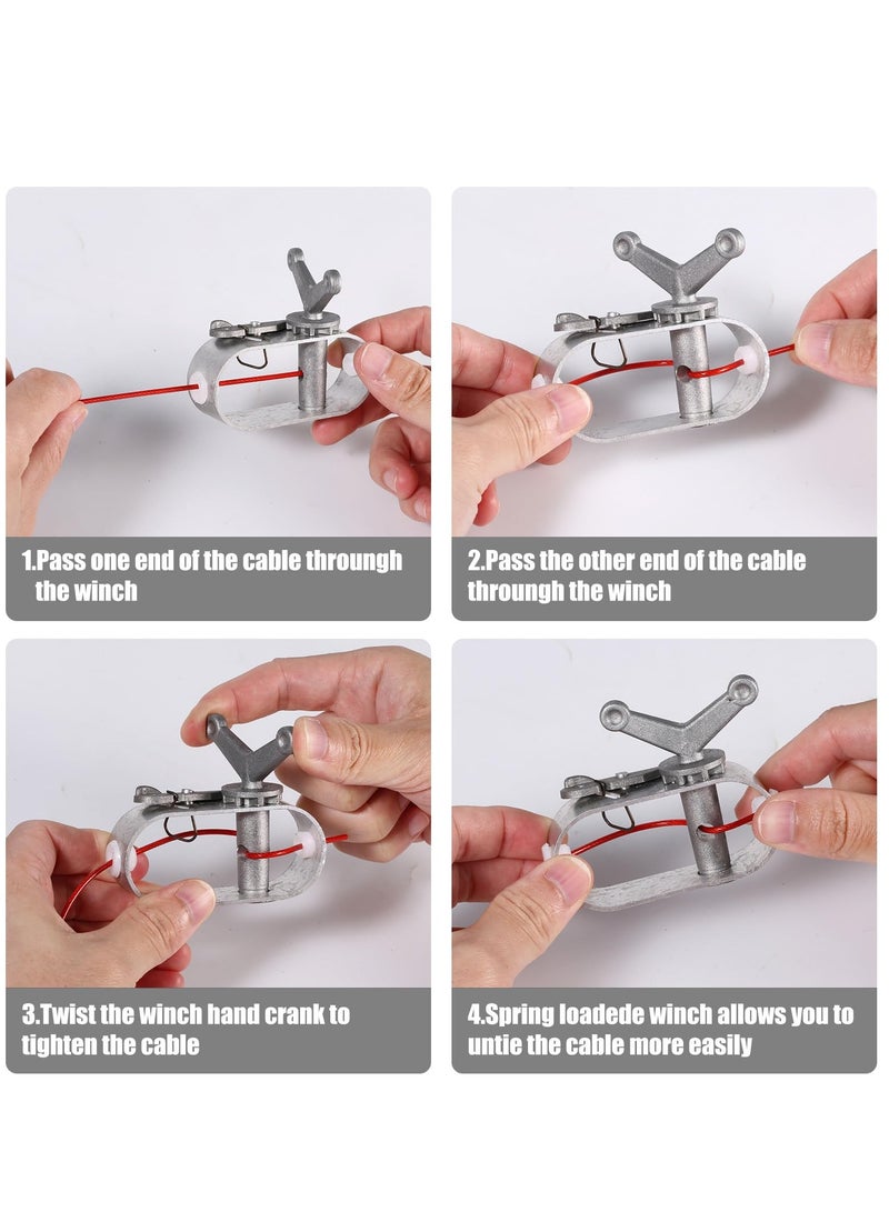 SOLARAE Swimming Pool Cover Winch for Above Ground Swimming Pool Oval Swimming Pools Winter Cover Heavy Duty Aluminum Constructed Winch Ratchet Cable Tightener (2pcs) - Image 3