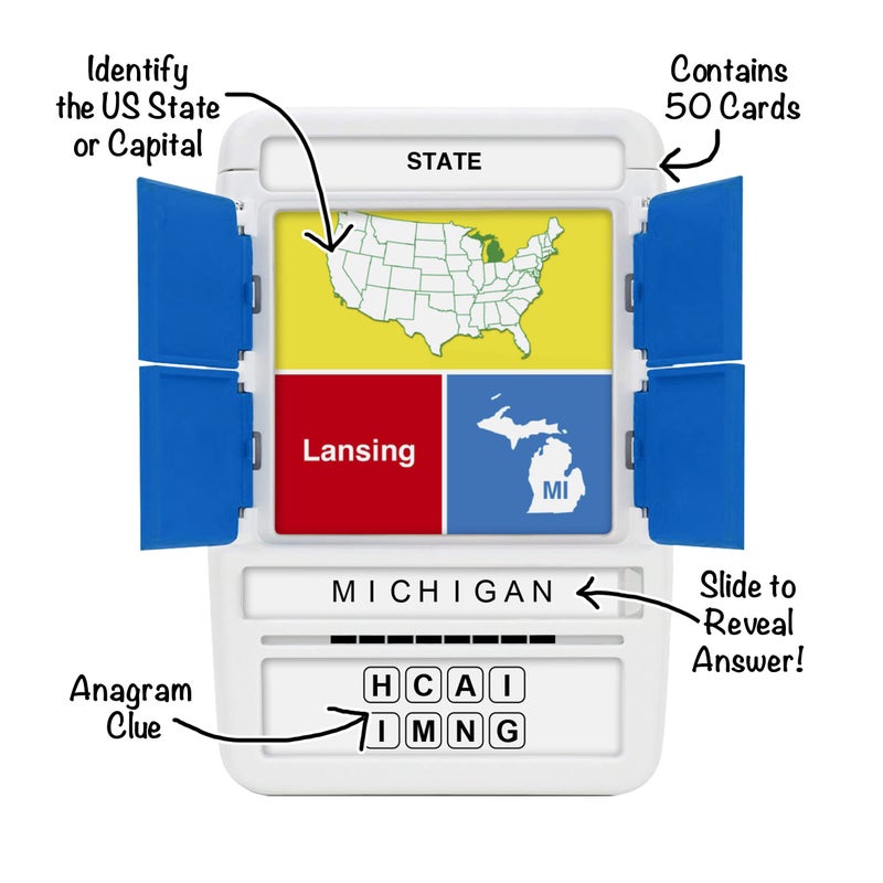 100 PICS US States & Capitals Flash Cards | All 50 States and Capitals to Learn | Fun and Functional Case | Ultimate Flashcards for United States Geography | Card Games for Kids and Adults | Ages 6+ - Image 2