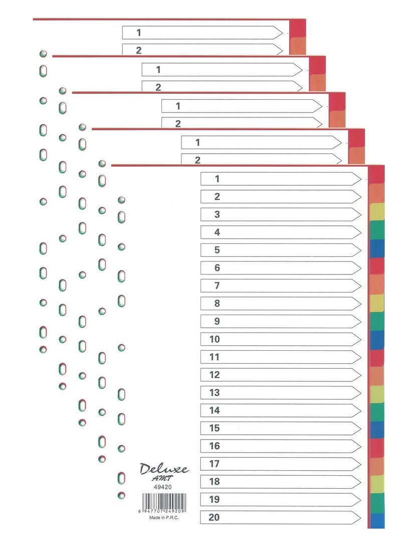 5-Pack 20 Tab Plastic Divider Multicolour - pzsku/Z8BA7658AF35689662AA7Z/45/_/1660822844/32f72b87-9027-43cc-bafe-0c3e765b0edc