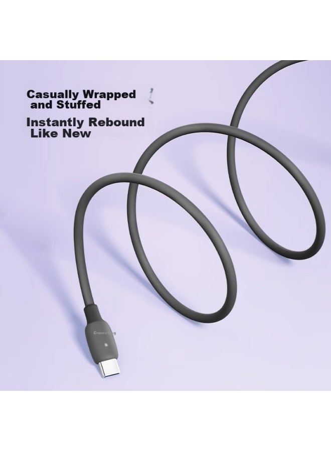 bull Dual-head Type-c Data Cable Silicone Quick Charge C To C Charging Cable 3a Compatible With Apple 15 Macbook, Huawei, Xiaomi Phones, Laptops, Pebble Gray - Image 4