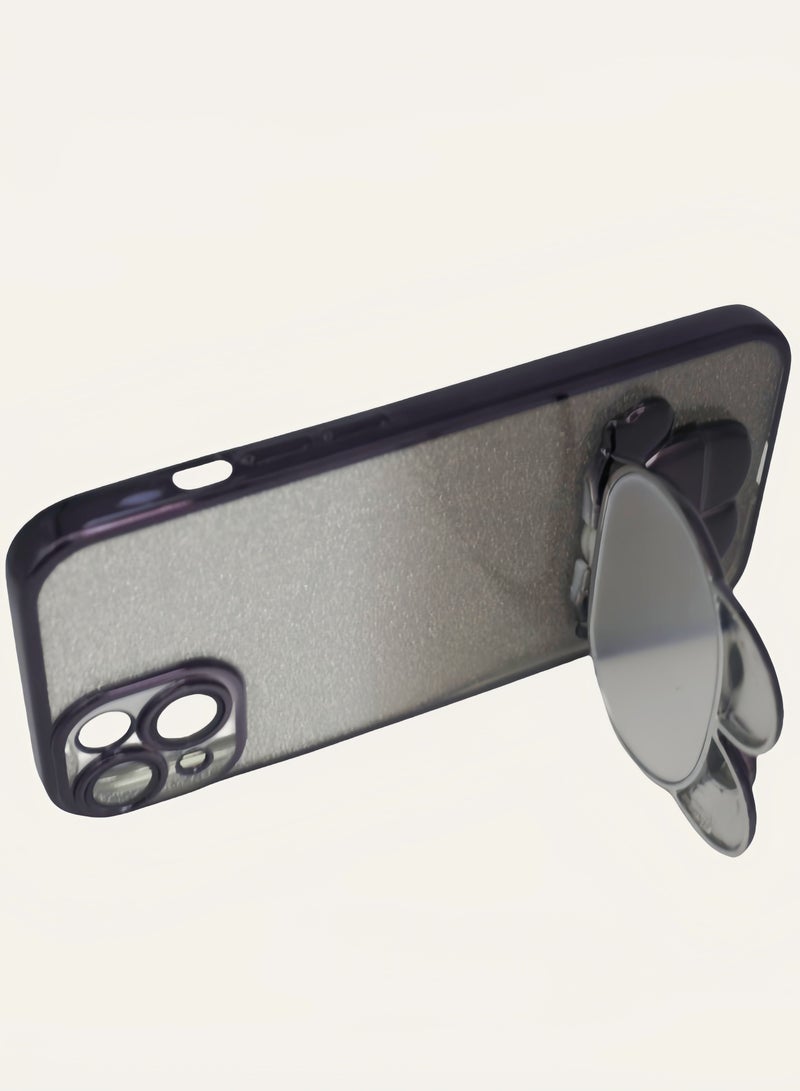 جراب iPhone 15 اللامع على شكل أرنب: مرآة تجميل 2 في 1 مع حامل - غطاء عصري مقاوم للخدش والصدمات - Image 2