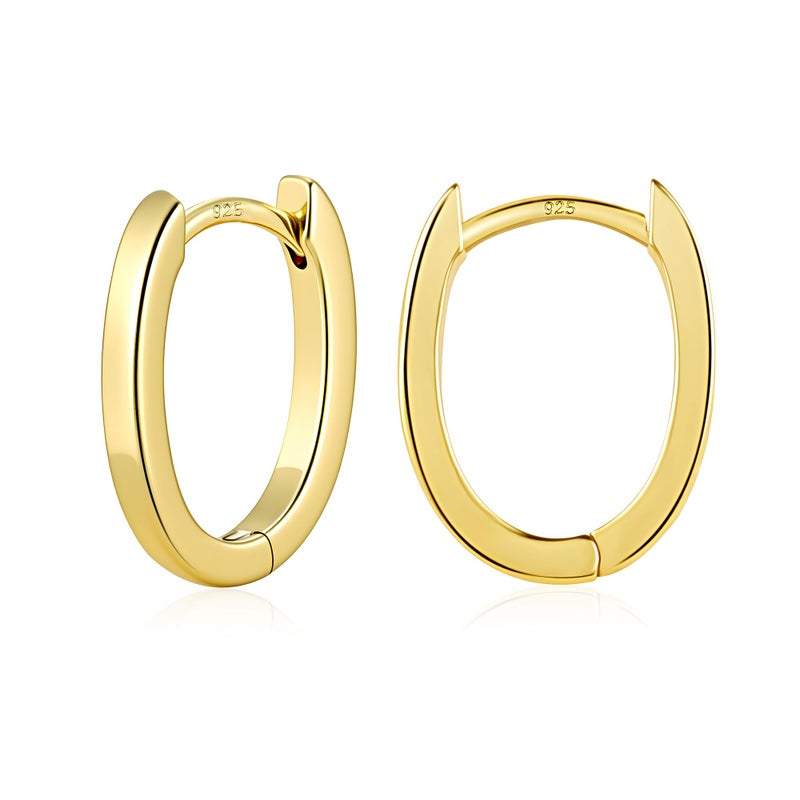 ALEXCRAFT 14K Gold Plated Earrings Sterling Silver Post Small Chunky Gold Hoop Earrings for Women Trendy Hypoallergenic Small Thick Huggie Hoops Earing Jewelry for Women - Image 1