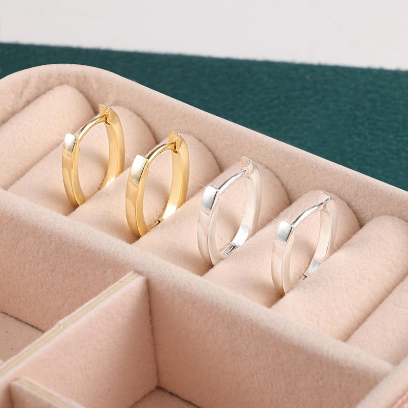 ALEXCRAFT 14K Gold Plated Earrings Sterling Silver Post Small Chunky Gold Hoop Earrings for Women Trendy Hypoallergenic Small Thick Huggie Hoops Earing Jewelry for Women - Image 4