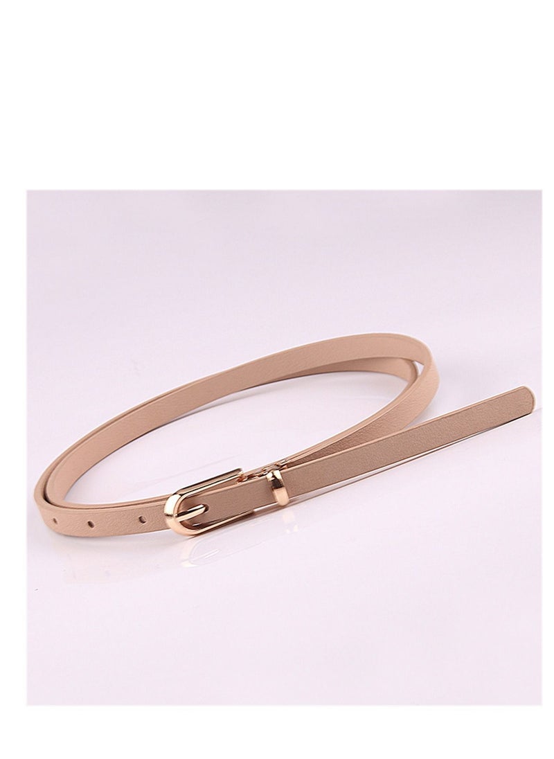 Loquat Dress With Sweater Thin Belt Women's Versatile Needle Button PU Small Belt 105cm Pink 