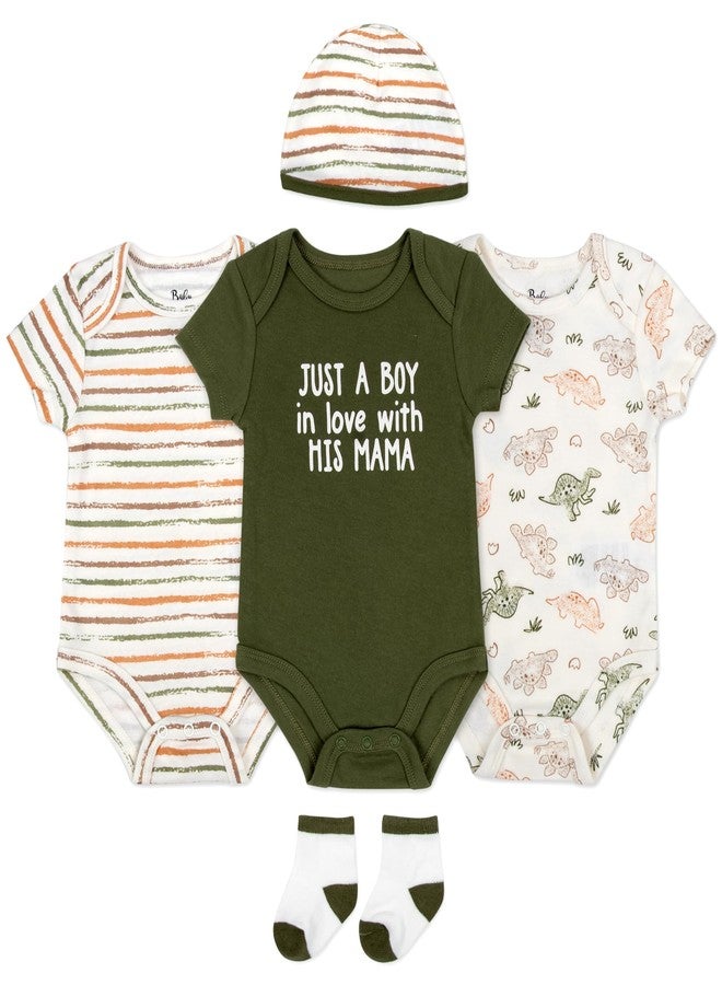 Baby Essentials Baby Boys 5 Piece Bodysuit Set with Matching Hat and Socks (Just a Boy in Love 5 Piece, 3 Months) - Image 5