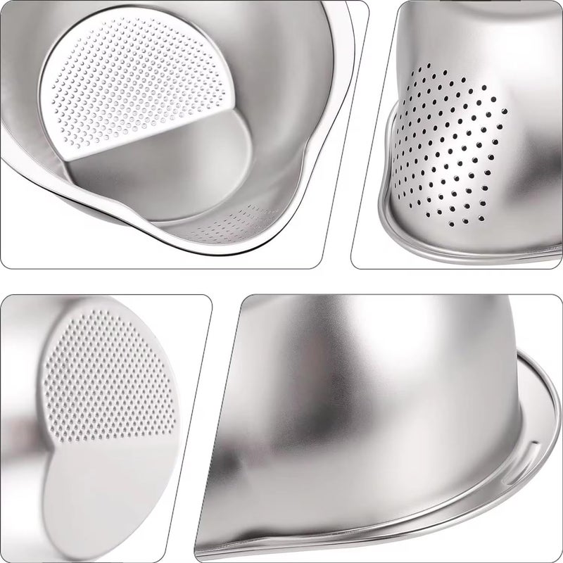 Onprix 304 Stainless Steel Rice Washer Strainer Drain Basket Bowl Fine Mesh Strainer for Washing Vegetables Fruit Beans Pasta Microporous Colander Washing Bowl for Kitchen - Image 3