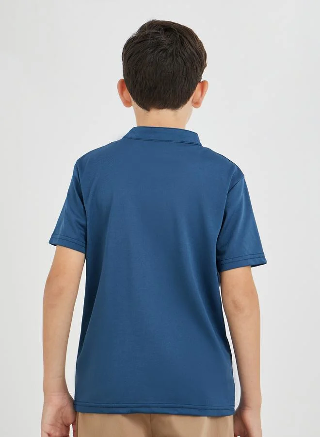 Styli Styli Embroidered Mandarin Collar Short Sleeve T-Shirt