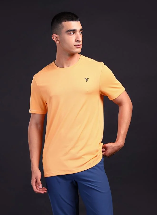Technosport Men Solid Slim Fit Crew Neck T-Shirt