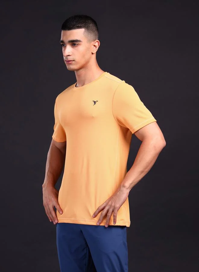 Technosport Men Solid Slim Fit Crew Neck T-Shirt