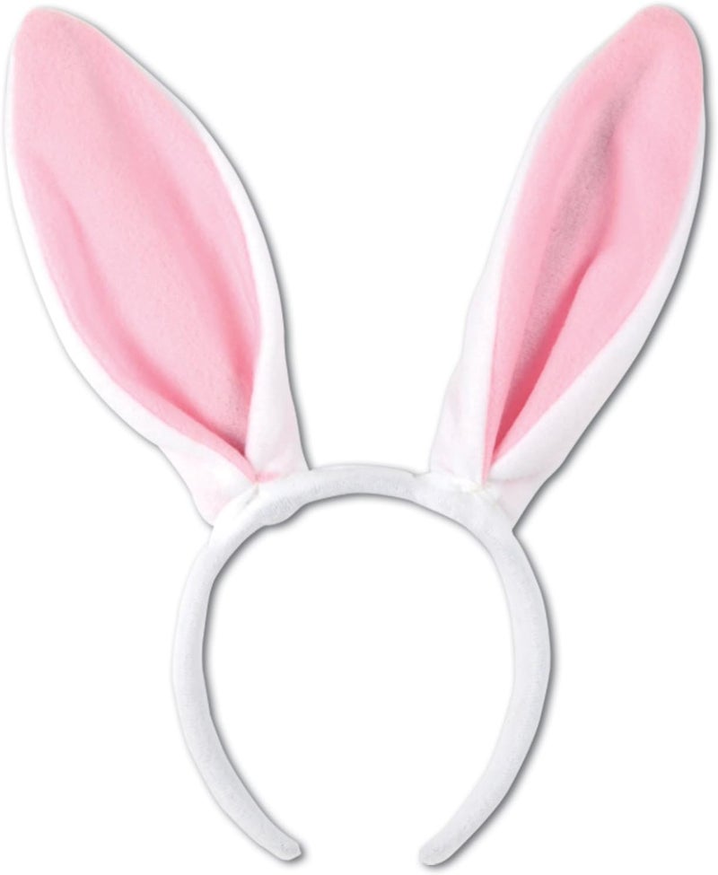 Beistle SoftTouch Bunny Ears white  pink Party Accessory 1 count 1Pkg - Image 1
