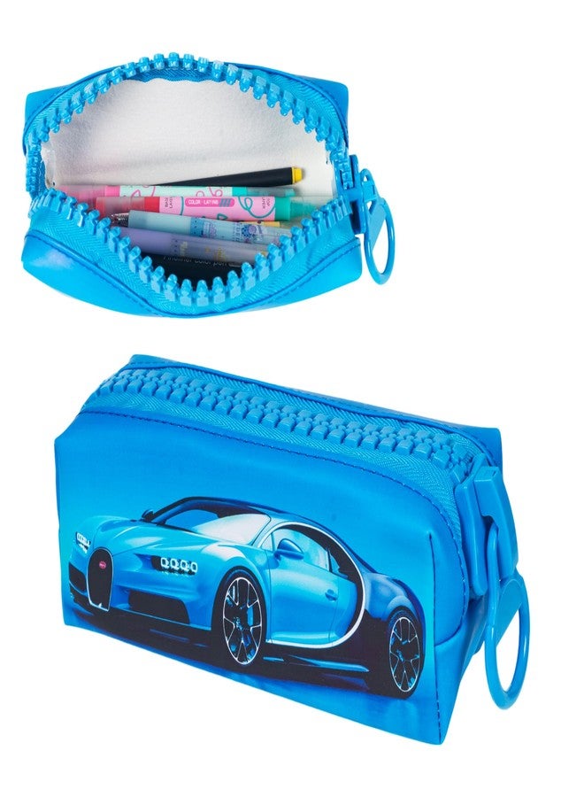 WISHKEY Luxury Car Theme Pencil Pouch for Kids, Stylish Zipper Pencil Box for Storing Stationery Items, Large Capacity Stationery Organizer Pouch for School Students (Pack of 1, Assorted) - Image 1