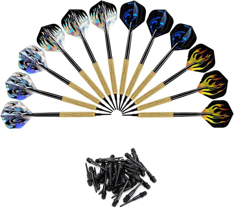 accmor 12 Pcs Darts Plastic Tip, Soft Tip Darts Set, 14g Plastic Tipped Dart, Attach Extra 36 Black 2BA Replacement Tips, Soft Tip Darts for Electronic/Plastic Dartboard - Image 1