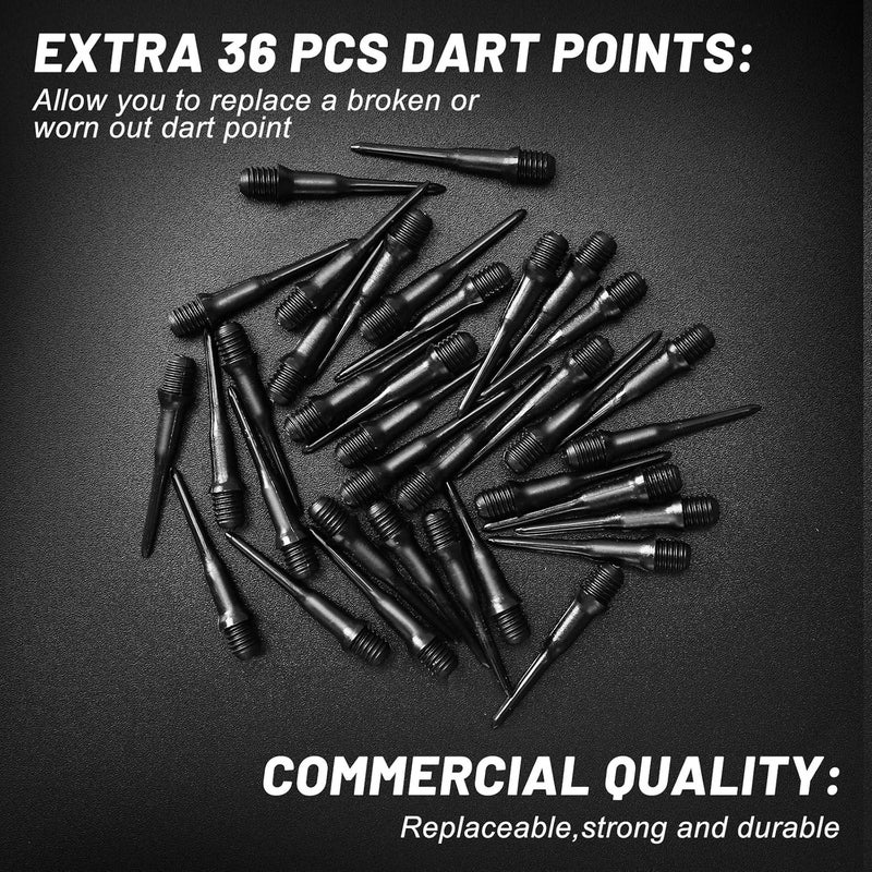 accmor 12 Pcs Darts Plastic Tip, Soft Tip Darts Set, 14g Plastic Tipped Dart, Attach Extra 36 Black 2BA Replacement Tips, Soft Tip Darts for Electronic/Plastic Dartboard - Image 5