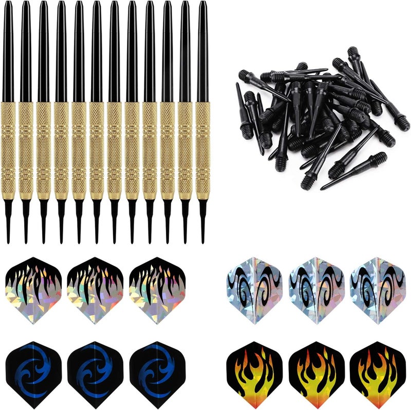 accmor 12 Pcs Darts Plastic Tip, Soft Tip Darts Set, 14g Plastic Tipped Dart, Attach Extra 36 Black 2BA Replacement Tips, Soft Tip Darts for Electronic/Plastic Dartboard - Image 4