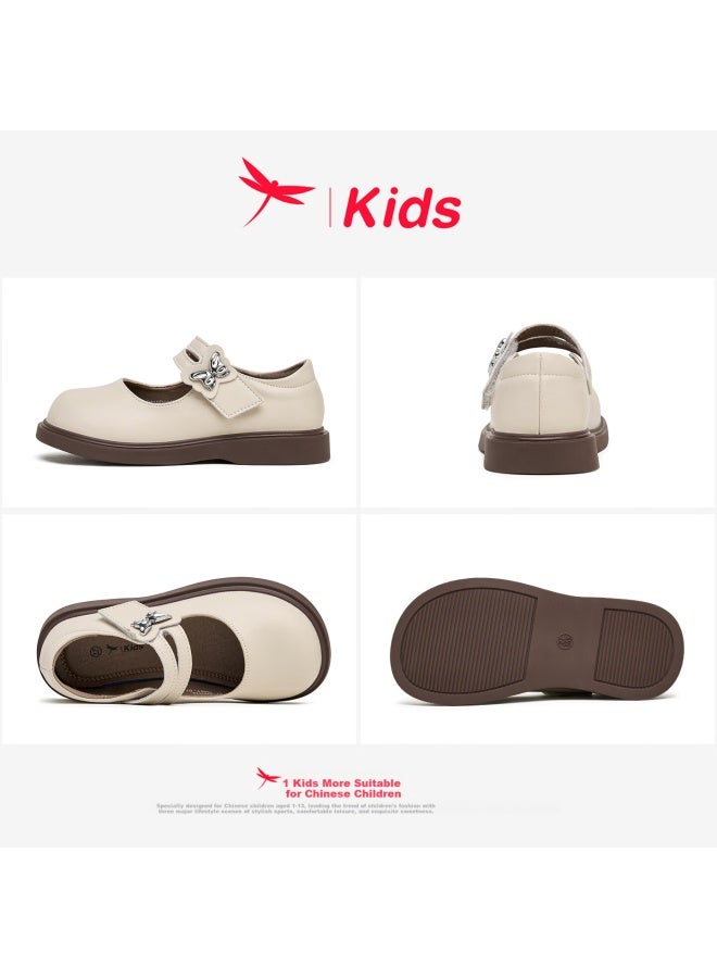 Red Dragonfly Children's Shoes, Girls' Autumn And Winter , Student Black Leather Shoes, Mary Jane Princess Shoes, Q53bd001, Beige, Size 31 - Image 2