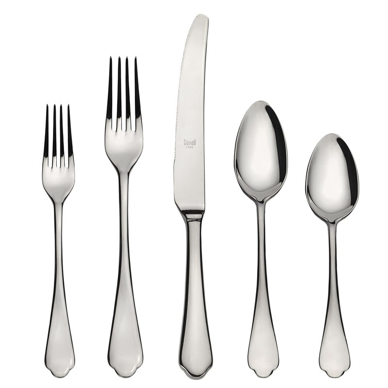 MEPRA 106422005 Dolce Vita 5Piece Durable 1810 Stainless Steel American Style Flatware Cutlery Set for Fine Dining Dishwasher Safe Service for 1