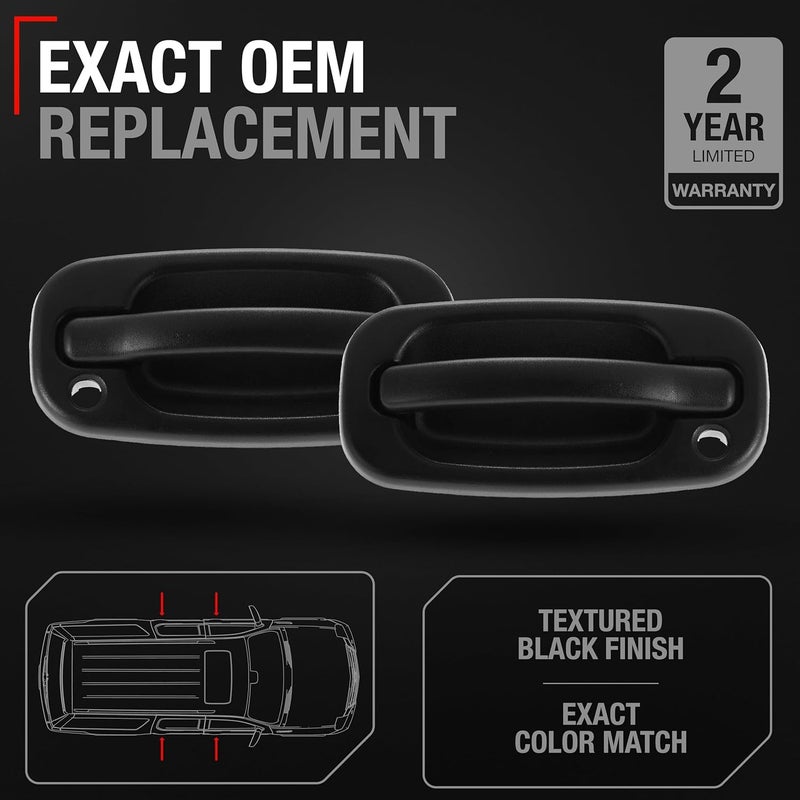 T1A Exterior Front Driver & Passenger Door Handle - Compatible with 1999-2006 Chevrolet Silverado, 02-06 Avalanche, Suburban, Tahoe; 99-06 GMC Sierra, Yukon - Textured - OEM 15034985 - Image 2