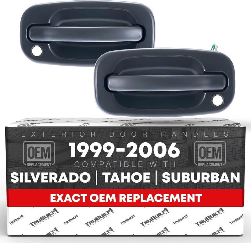 T1A Exterior Front Driver & Passenger Door Handle - Compatible with 1999-2006 Chevrolet Silverado, 02-06 Avalanche, Suburban, Tahoe; 99-06 GMC Sierra, Yukon - Textured - OEM 15034985 - Image 1
