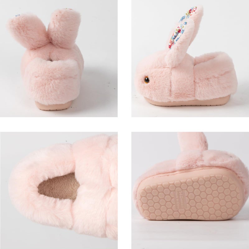 DRECAGE Girls Toddler Slippers Boys House Shoes for Little Kids Cute with Bunny Design Plush Todndoor Slippers Non-Slip Pink 7-8 Toddler - Image 5