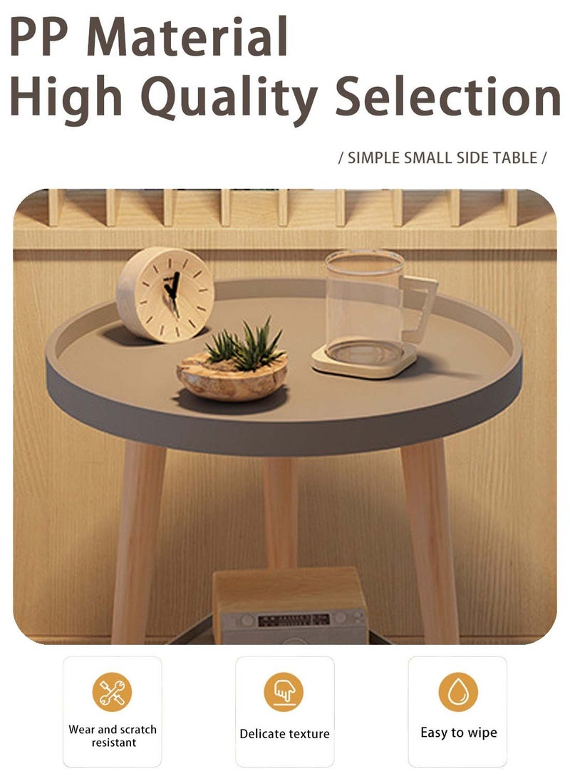 Sinyin - Round Coffee Table Living Room Table with 2-Tier Storage Shelf Modern Coffee Table with Metal Frame and Wood Desktop Easy Assembly Rustic Grey 40*40*44cm - Image 1