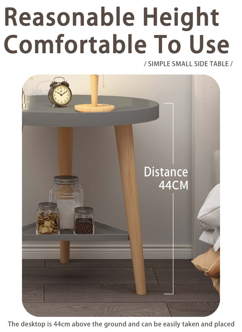 Sinyin - Round Coffee Table Living Room Table with 2-Tier Storage Shelf Modern Coffee Table with Metal Frame and Wood Desktop Easy Assembly Rustic Grey 40*40*44cm - Image 1