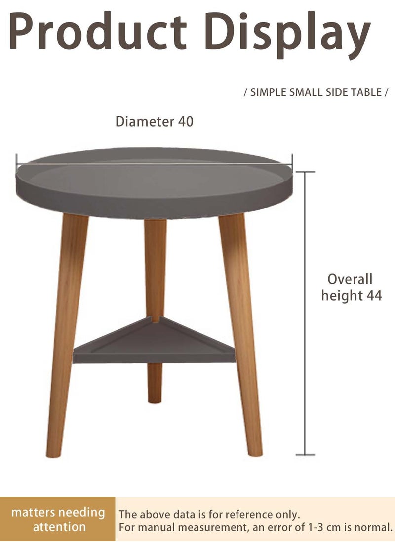 Sinyin - Round Coffee Table Living Room Table with 2-Tier Storage Shelf Modern Coffee Table with Metal Frame and Wood Desktop Easy Assembly Rustic Grey 40*40*44cm - Image 1