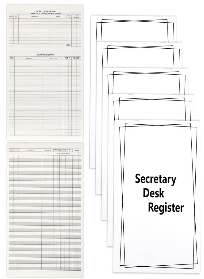 WANGDEFA 5 Pieces Checkbook Transaction Register 6.4 * 8.25inch Secretary Deskbook Check Register Check Desk Registers Executive Business Deskbook for Office - Image 1