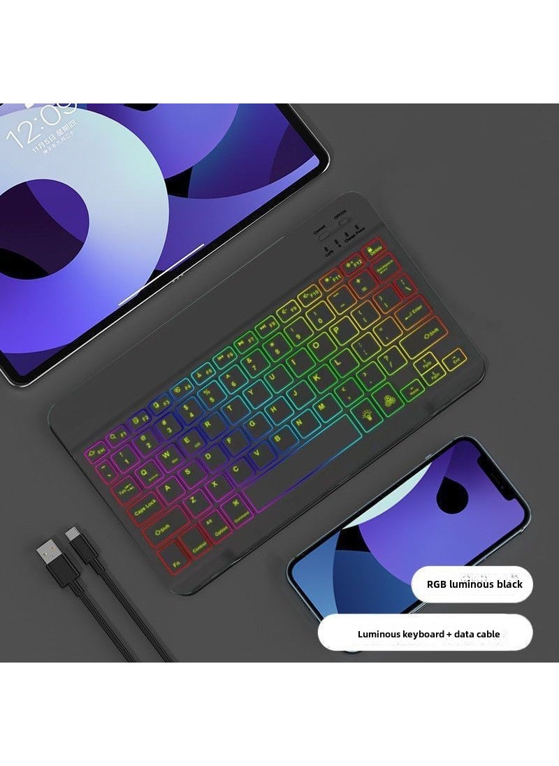 Generic - Wireless RGB Backlit Bluetooth Keyboard and Mouse Combo 10-inch gradient backlit keyboard Black - Image 1