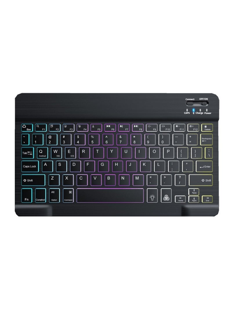 Generic - Wireless RGB Backlit Bluetooth Keyboard and Mouse Combo 10-inch gradient backlit keyboard Black - Image 1