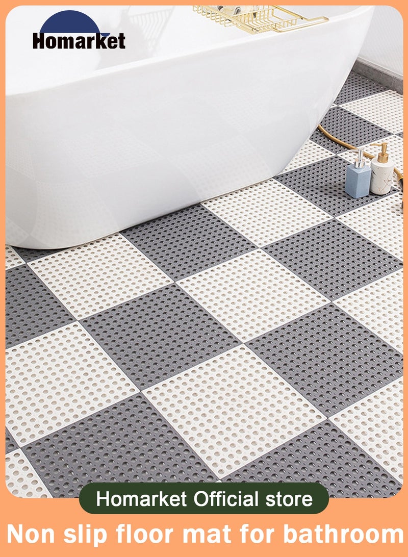 HomarKet 20 Pack Interlocking Non Slip Drainage Floor Tiles 30 X 30 CM Soft PVC Bath Shower Floor Mat with Suctions Cups, Drainage Holes for Bathroom Kitchen Pool Wet Areas(10Pcs Gray+10Pcs White) - Image 1