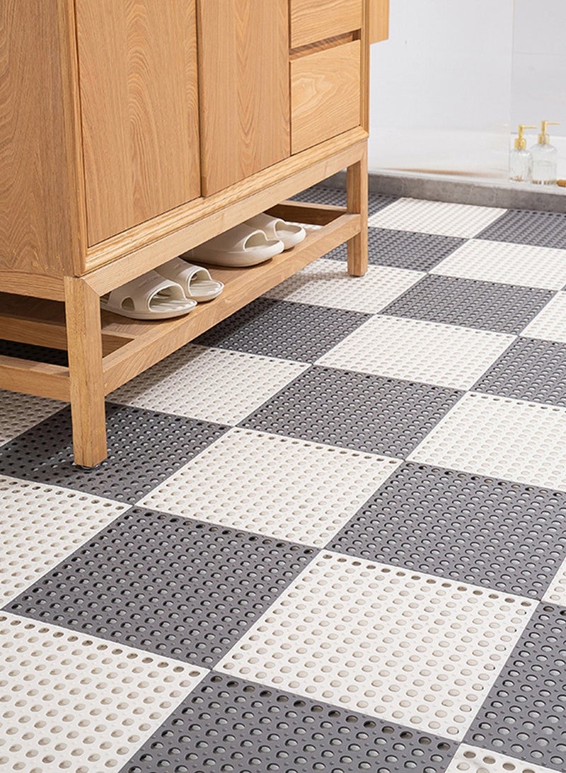 HomarKet 20 Pack Interlocking Non Slip Drainage Floor Tiles 30 X 30 CM Soft PVC Bath Shower Floor Mat with Suctions Cups, Drainage Holes for Bathroom Kitchen Pool Wet Areas(10Pcs Gray+10Pcs White) - Image 2