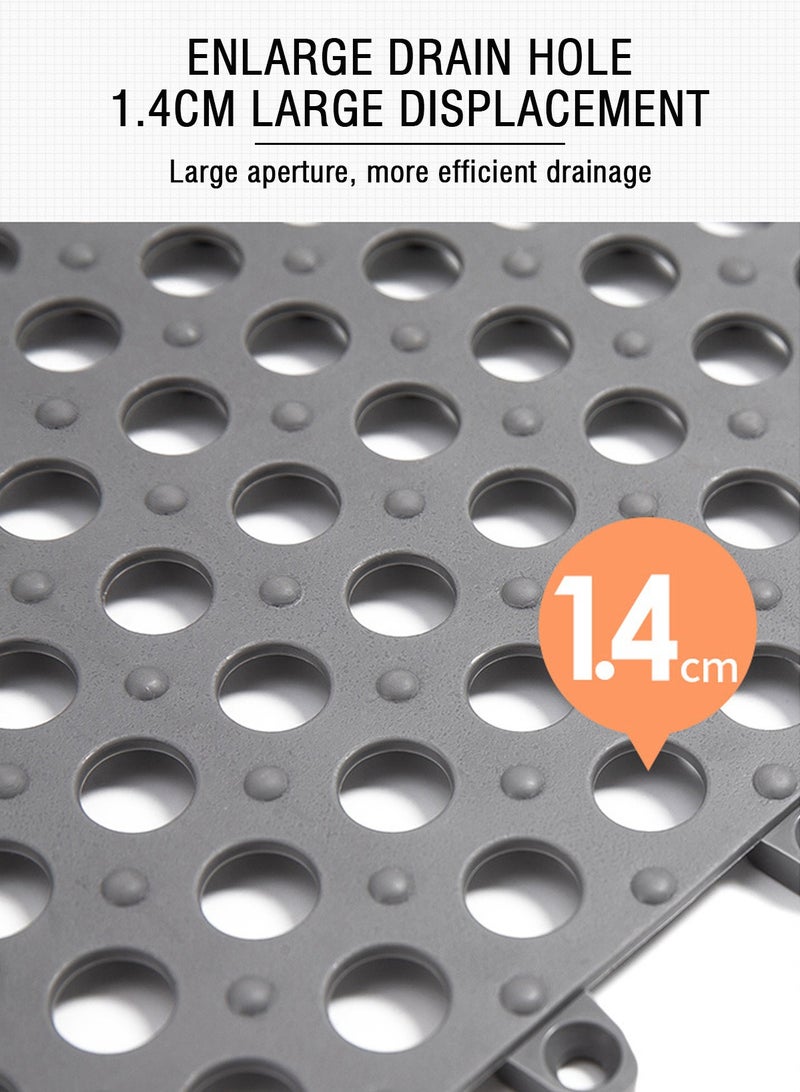 HomarKet 20 Pack Interlocking Non Slip Drainage Floor Tiles 30 X 30 CM Soft PVC Bath Shower Floor Mat with Suctions Cups, Drainage Holes for Bathroom Kitchen Pool Wet Areas(10Pcs Gray+10Pcs White) - Image 4