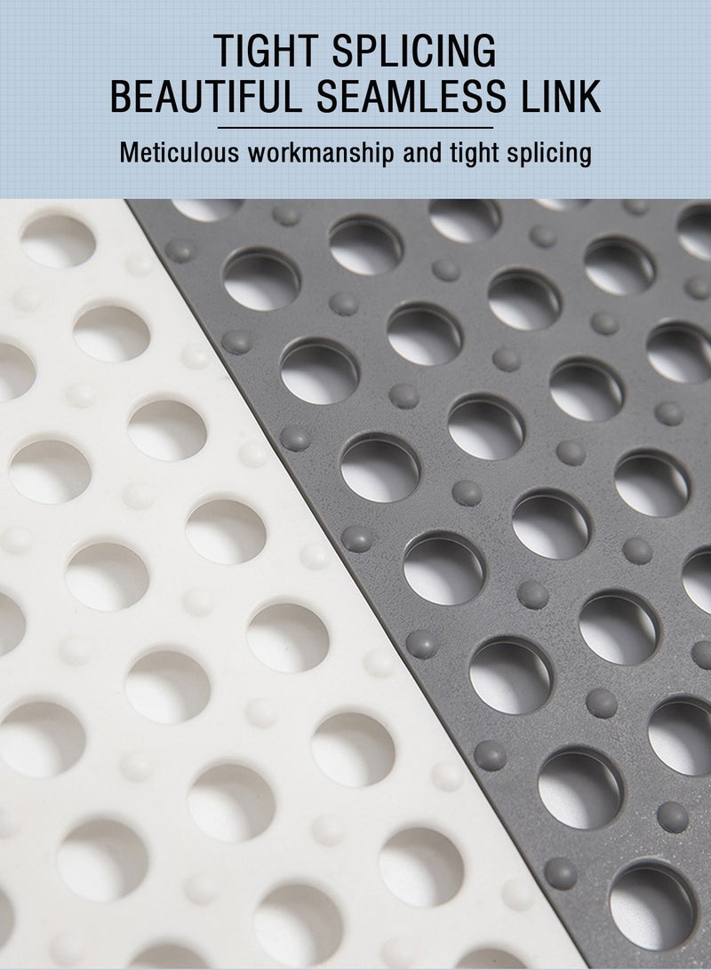 HomarKet 20 Pack Interlocking Non Slip Drainage Floor Tiles 30 X 30 CM Soft PVC Bath Shower Floor Mat with Suctions Cups, Drainage Holes for Bathroom Kitchen Pool Wet Areas(10Pcs Gray+10Pcs White) - Image 5