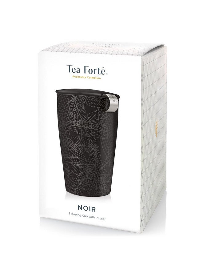 Tea Forte Tea Forte Noir Double-Walled Ceramic Kati Cup with Removable Stainless Steel Infuser Basket and Lid, Steeps 12 oz Loose Leaf Tea, Lid and Cup Dishwasher & Microwave Safe  - Image 2