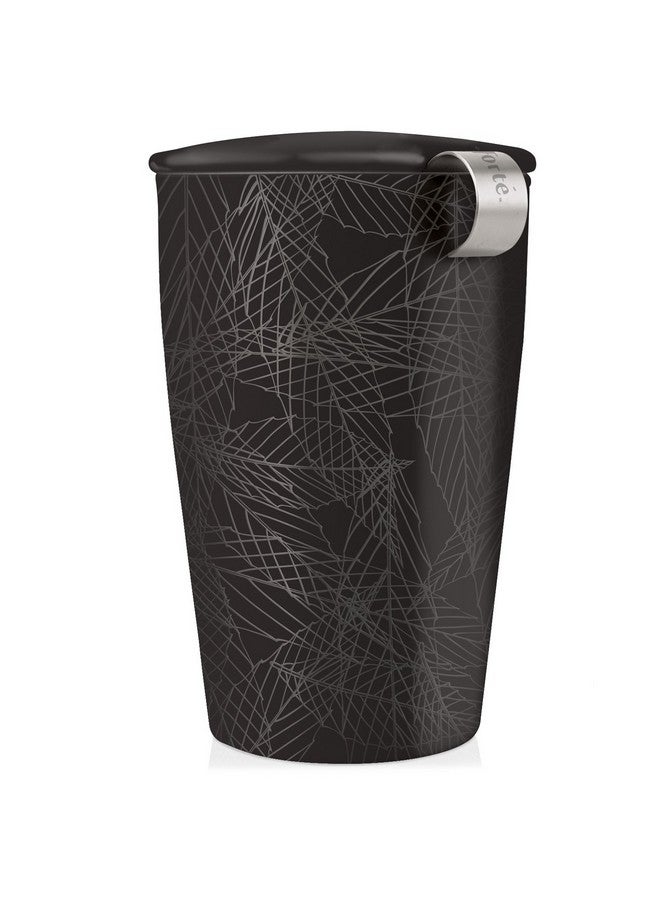 Tea Forte Tea Forte Noir Double-Walled Ceramic Kati Cup with Removable Stainless Steel Infuser Basket and Lid, Steeps 12 oz Loose Leaf Tea, Lid and Cup Dishwasher & Microwave Safe  - Image 1