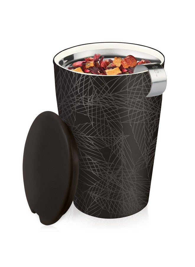 Tea Forte Tea Forte Noir Double-Walled Ceramic Kati Cup with Removable Stainless Steel Infuser Basket and Lid, Steeps 12 oz Loose Leaf Tea, Lid and Cup Dishwasher & Microwave Safe  - Image 4