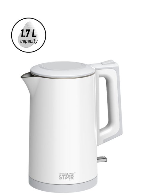 Electric Kettle, 304 Stainless Steel Interior, BPA-Free, Double Wall 1.7L Hot Water Boiler, 1500W Tea Kettle with Auto Shut-Off & Boil Dry Protection