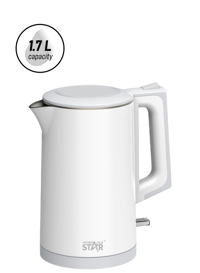 Winning Star Electric Kettle, 304 Stainless Steel Interior, BPA-Free, Double Wall 1.7L Hot Water Boiler, 1500W Tea Kettle with Auto Shut-Off & Boil Dry Protection - Image 1