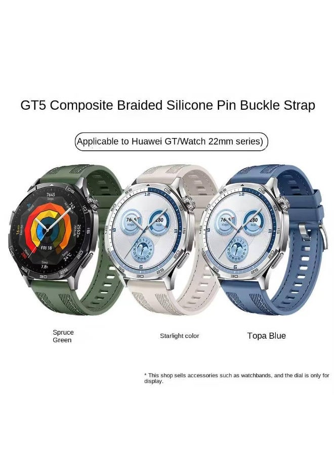 22mm Silicone Strap For Watch GT5 46mm | GT5 Pro | GT4 46mm | GT3 46mm | GT2 46mm | GT2 Pro | Watch Buds | Watch 3 Pro | Ultimate | GT3 Pro Smooth Flexible and Durable Strap (N Blue) - Image 5
